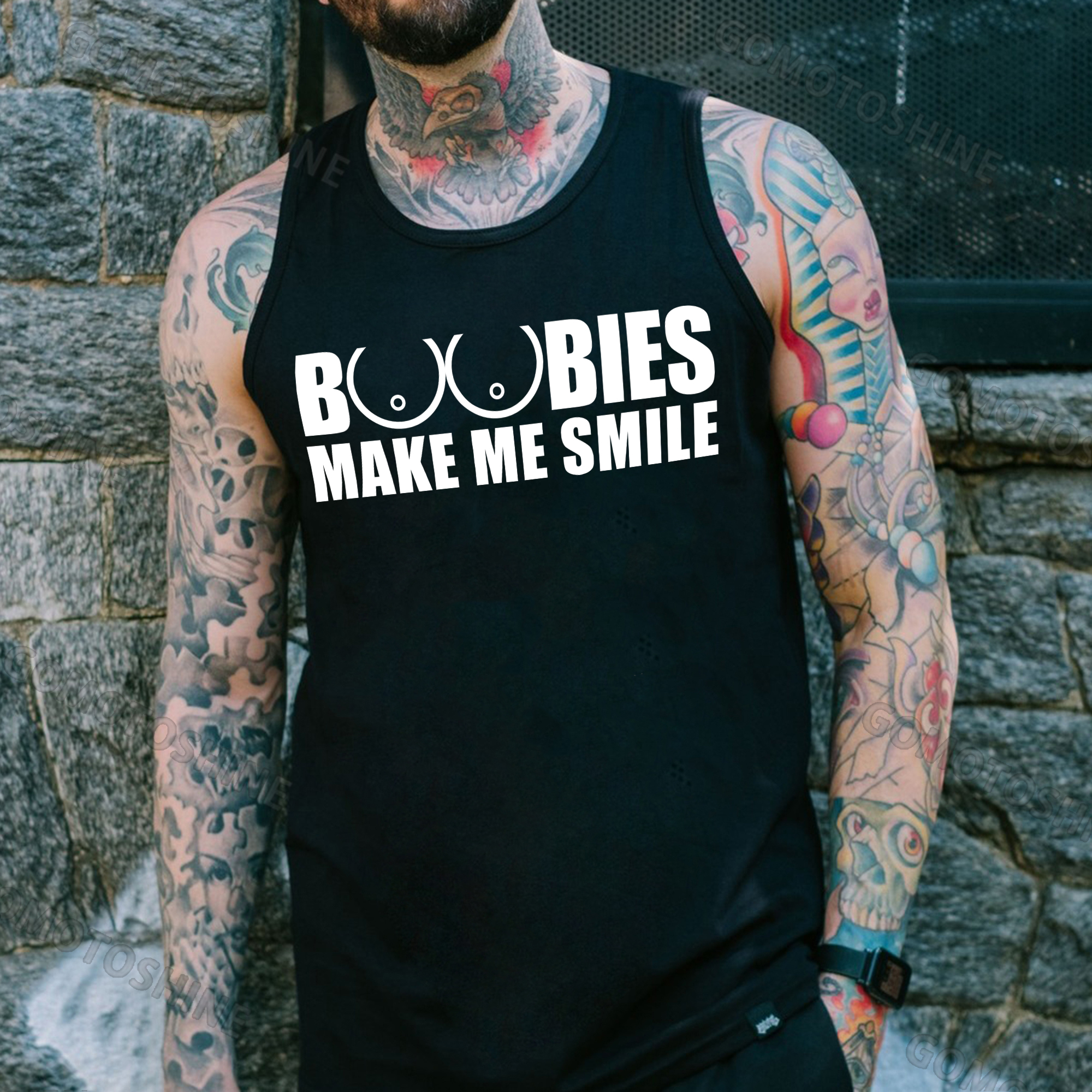 BOOBIES MAKE ME SMILE Print Men's Vest