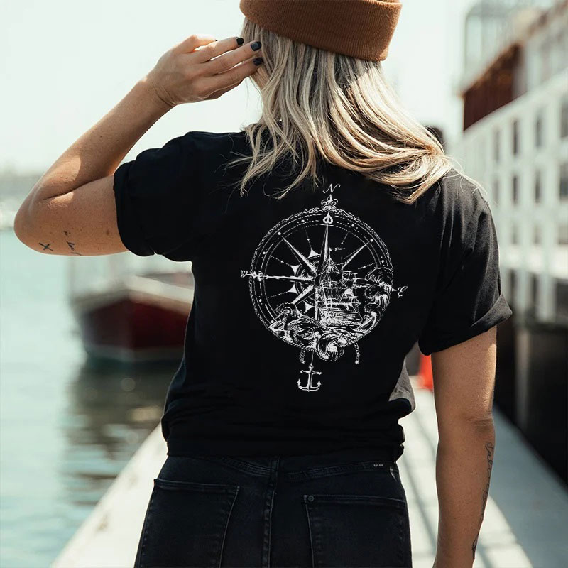 Pirate Ship Compass Print Women's T-shirt