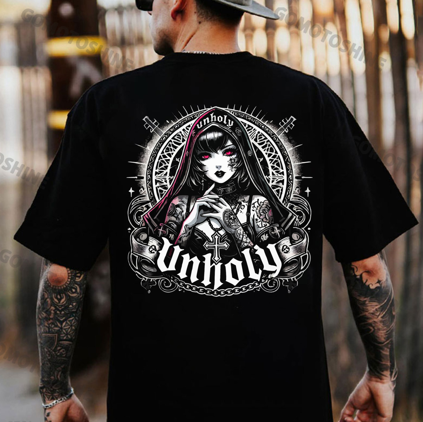 UNHOLY Evil Tattooed Nun Print Men's T-Shirt