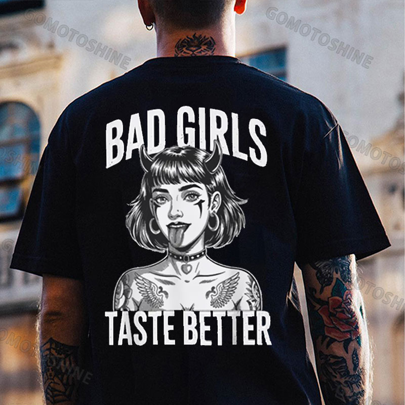 BAD GIRLS TASTE BETTER Naughty Devil Girl Print Men's T-Shirt