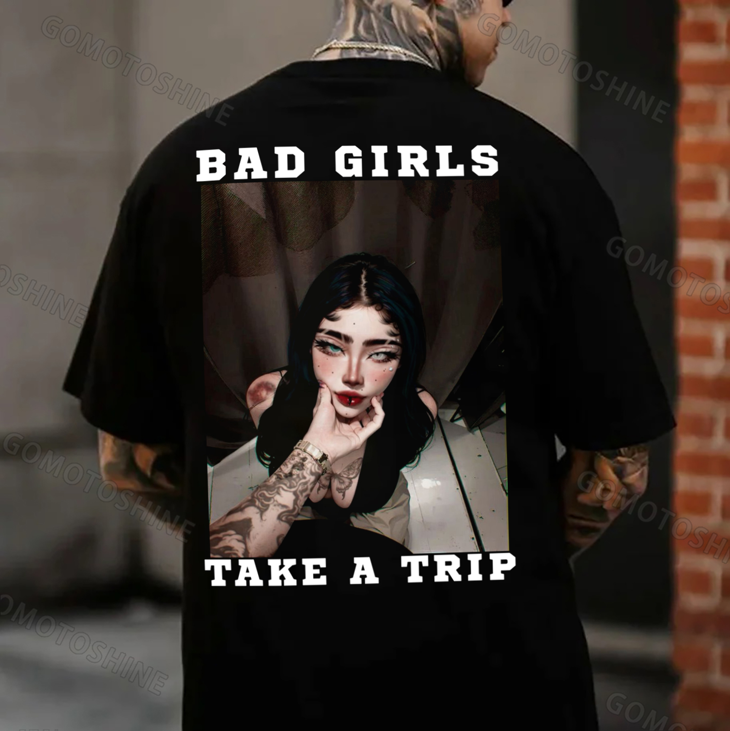 BAD GIRLS TAKE A TRIP Charming Dirty Girl Print Men's T-Shirt