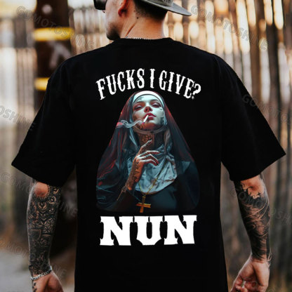 FUCKS I GIVE NUN Smoking Nun Print Men's T-Shirt