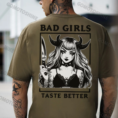 BAD GIRLS TASTE BETTER Bad Devil Girl Print Men's T-Shirt