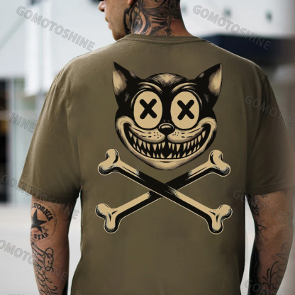 Cat Skull Print Men's T-Shirt