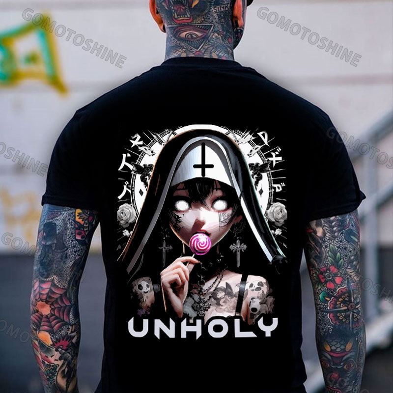 UNHOLY Tattooed Girl Nun Print Men's T-Shirt