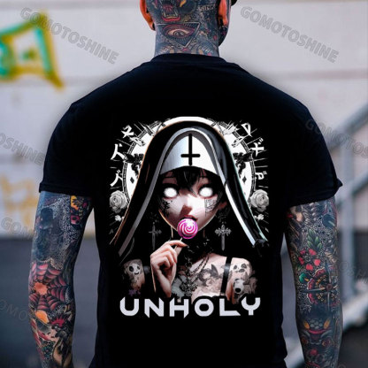 UNHOLY Tattooed Girl Nun Print Men's T-Shirt
