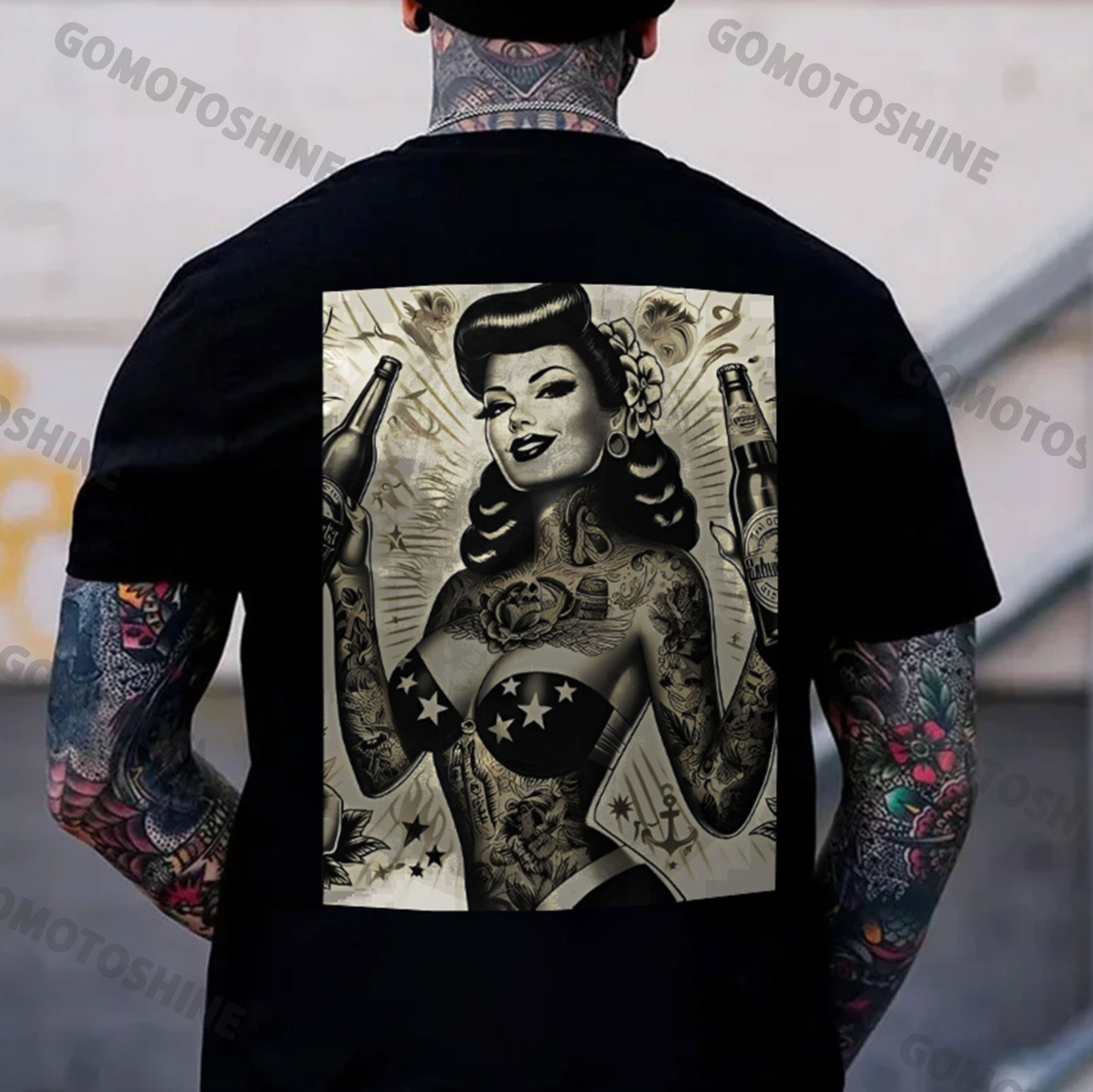 Sexy Tattooed Lady Print Men's T-Shirt