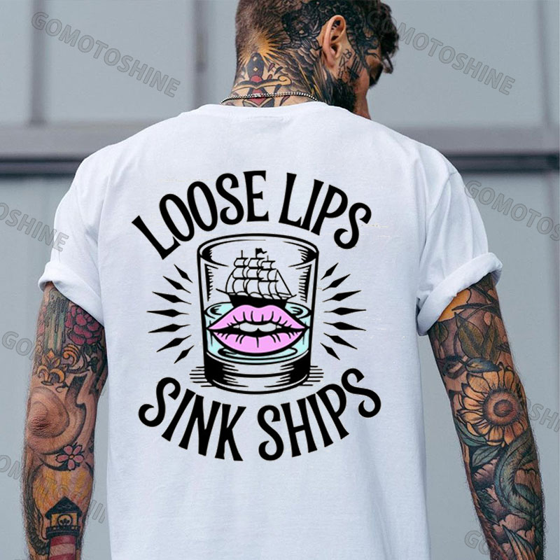 LOOSE LIPS SINK SHIPS Lips Ships Cup Print Men's T-Shirt