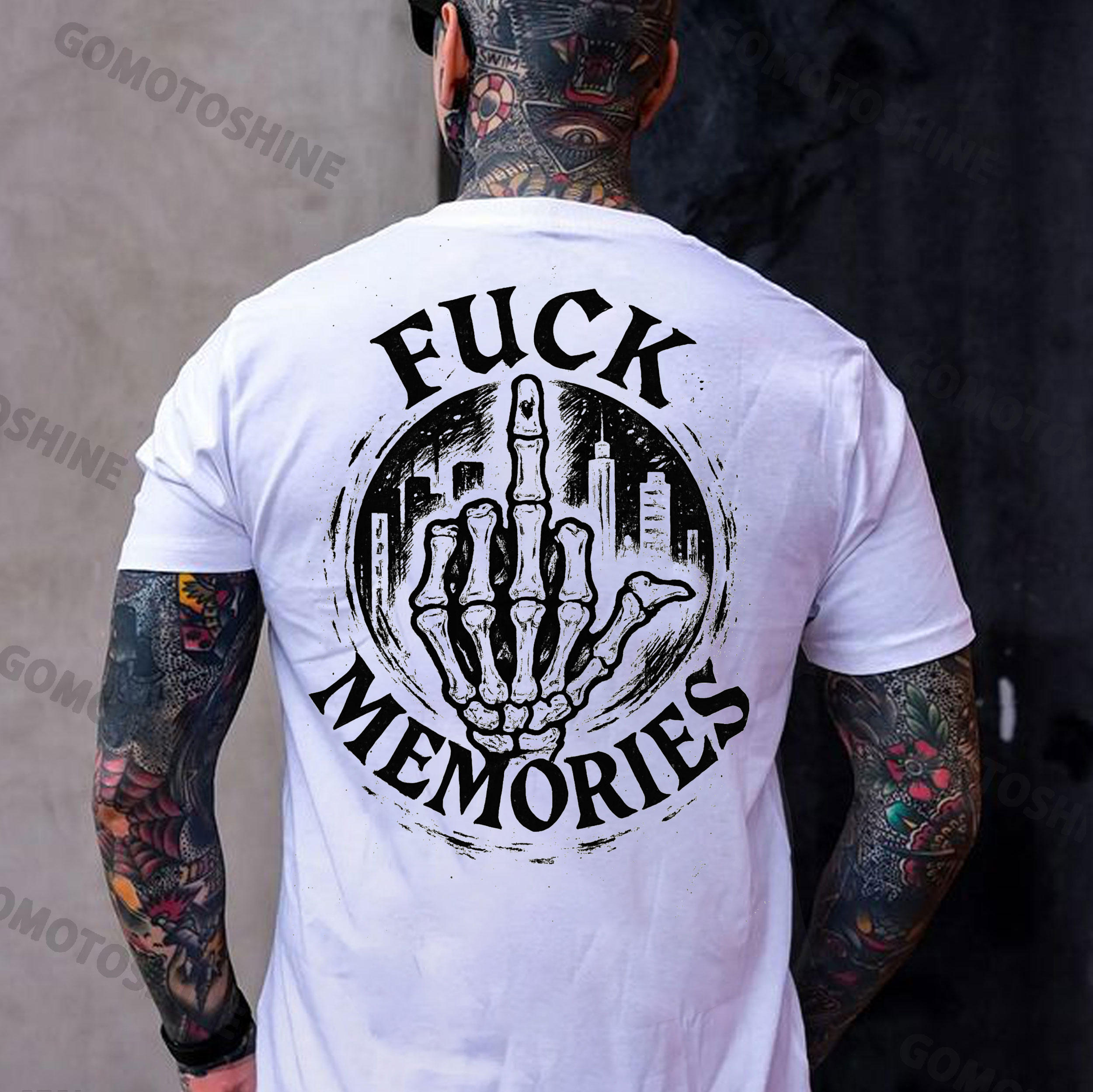 FUCK MEMORIES Defiant Bone Hand Print Men's T-Shirt