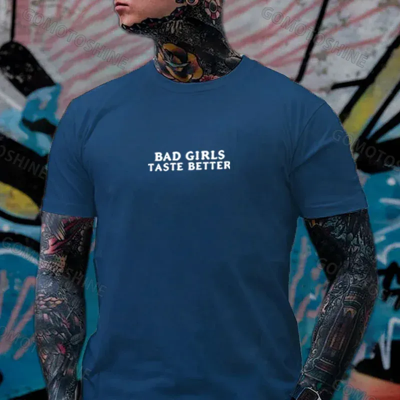 BAD GIRLS TASTE BETTER Sucking Finger Nun Print Men's T-Shirt