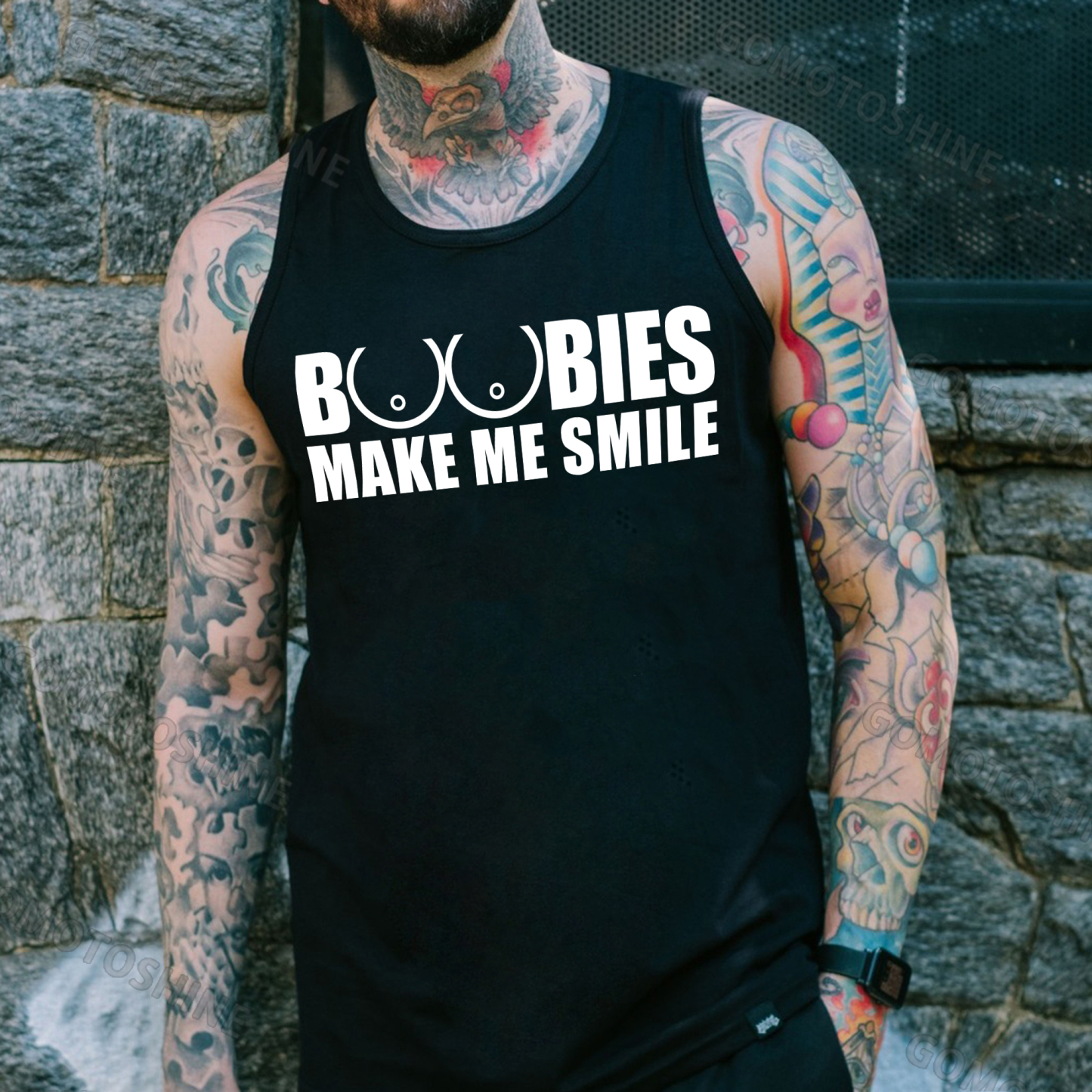 BOOBIES MAKE ME SMILE Print Men's Vest
