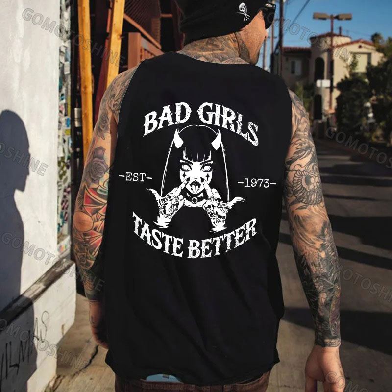 BAD GIRLS TASTE BETTER Defiant Devil Girl Print Men's Vest