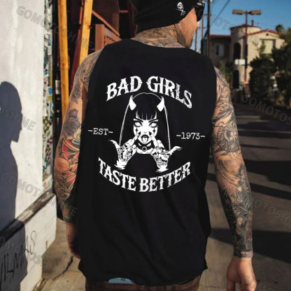 BAD GIRLS TASTE BETTER Defiant Devil Girl Print Men's Vest