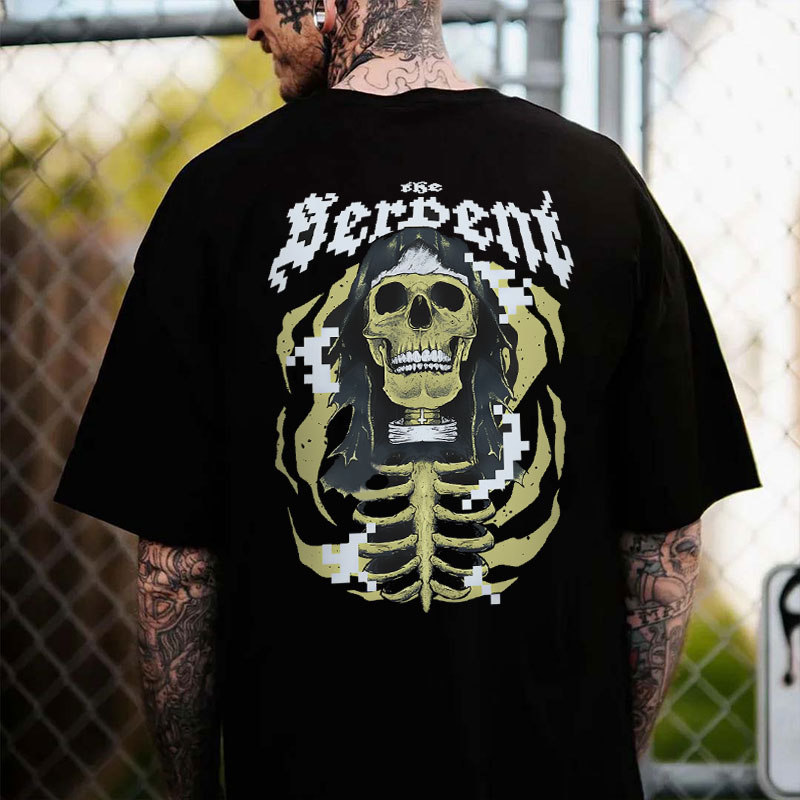 Nun Skeleton Black Print T-shirt