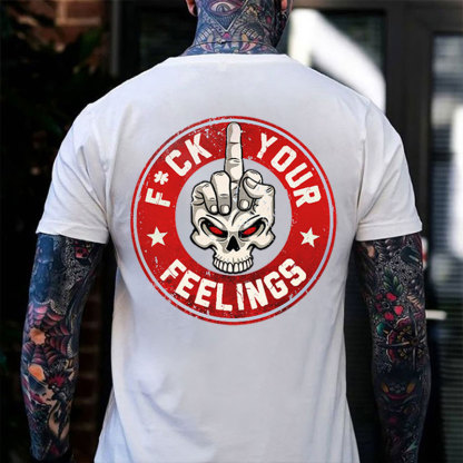 FUCK YOUR FEELINGS Skull Hand Print Men's T-shirt
