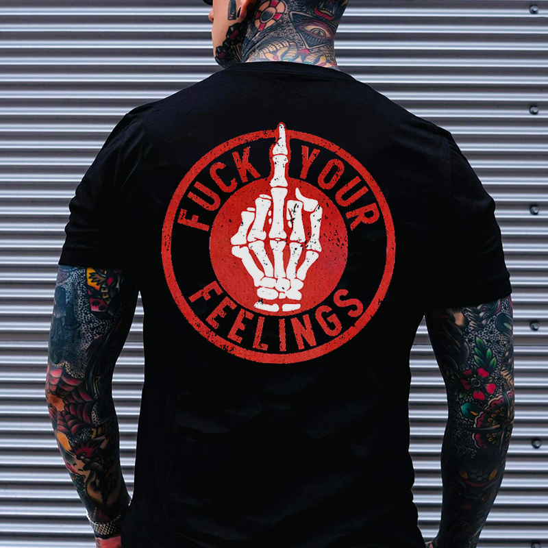 FUCK YOUR FEELINGS Bone Hand Print Men's T-shirt