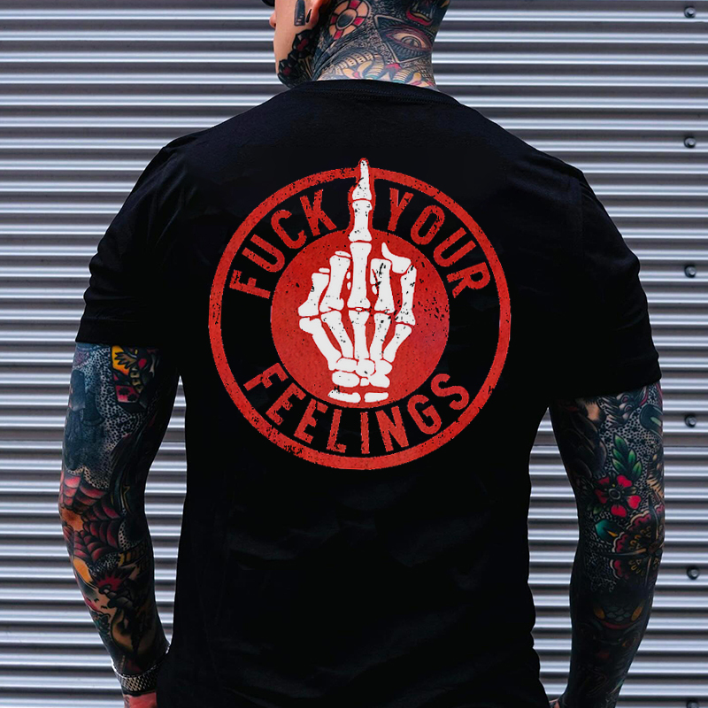 FUCK YOUR FEELINGS Bone Hand Print Men's T-shirt