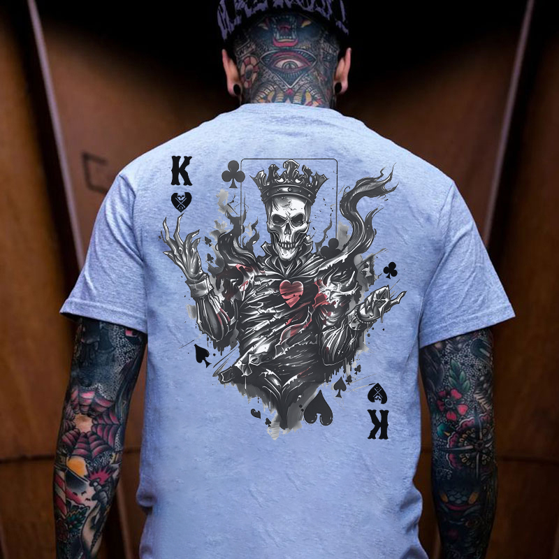 Poker K Skeleton King Print Men's T-Shirt