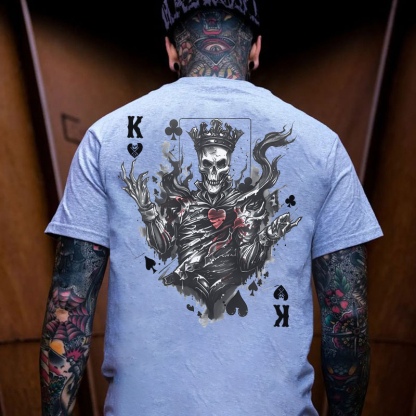 Poker K Skeleton King Print Men's T-Shirt