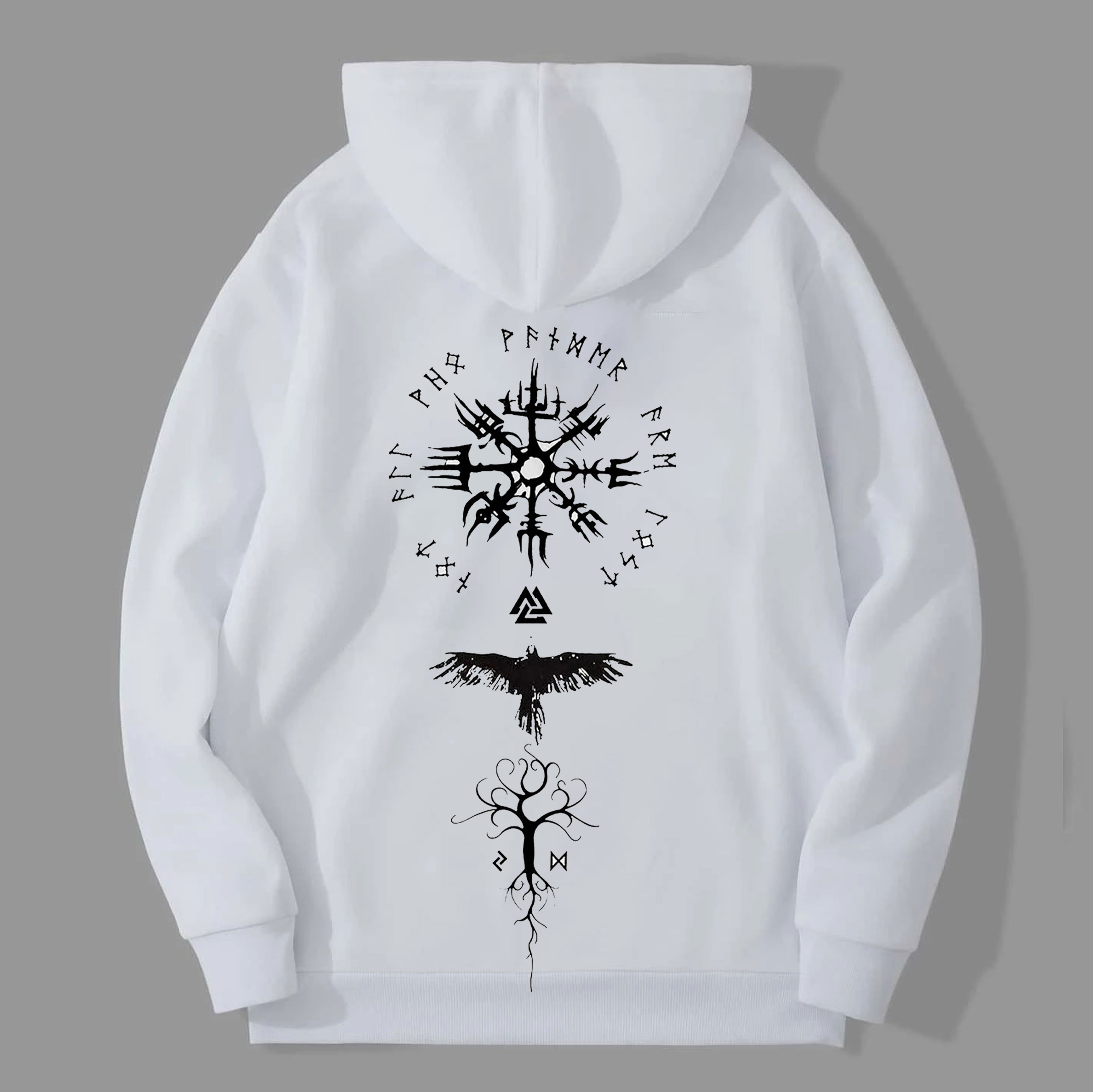 Elegant Tree Fly Pigeon Clock White Print Hoodie