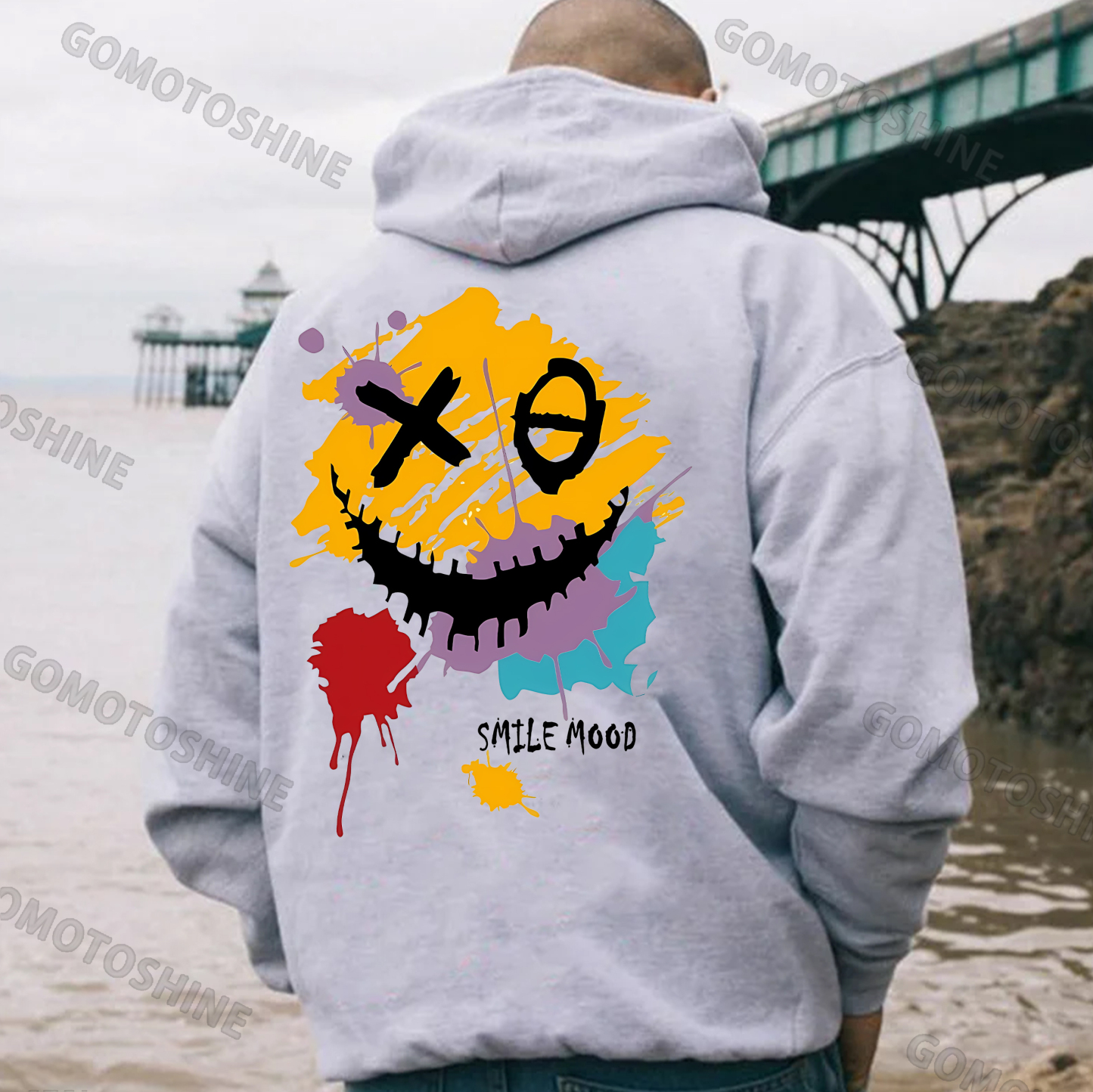 SMILE MOOD Emoji Print Men's Hoodie