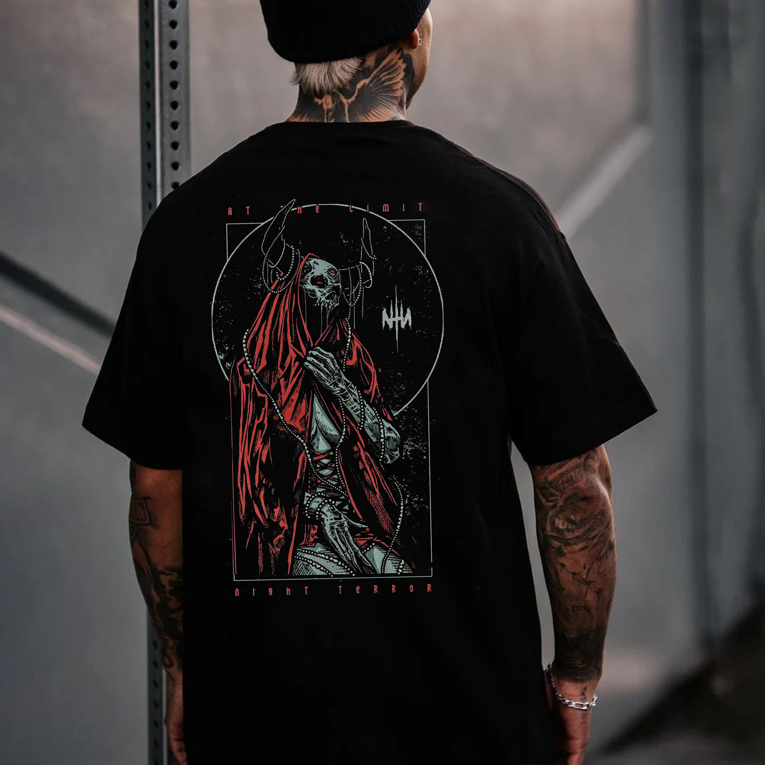 Vintage Skull Hellish Style Black Print T-shirt