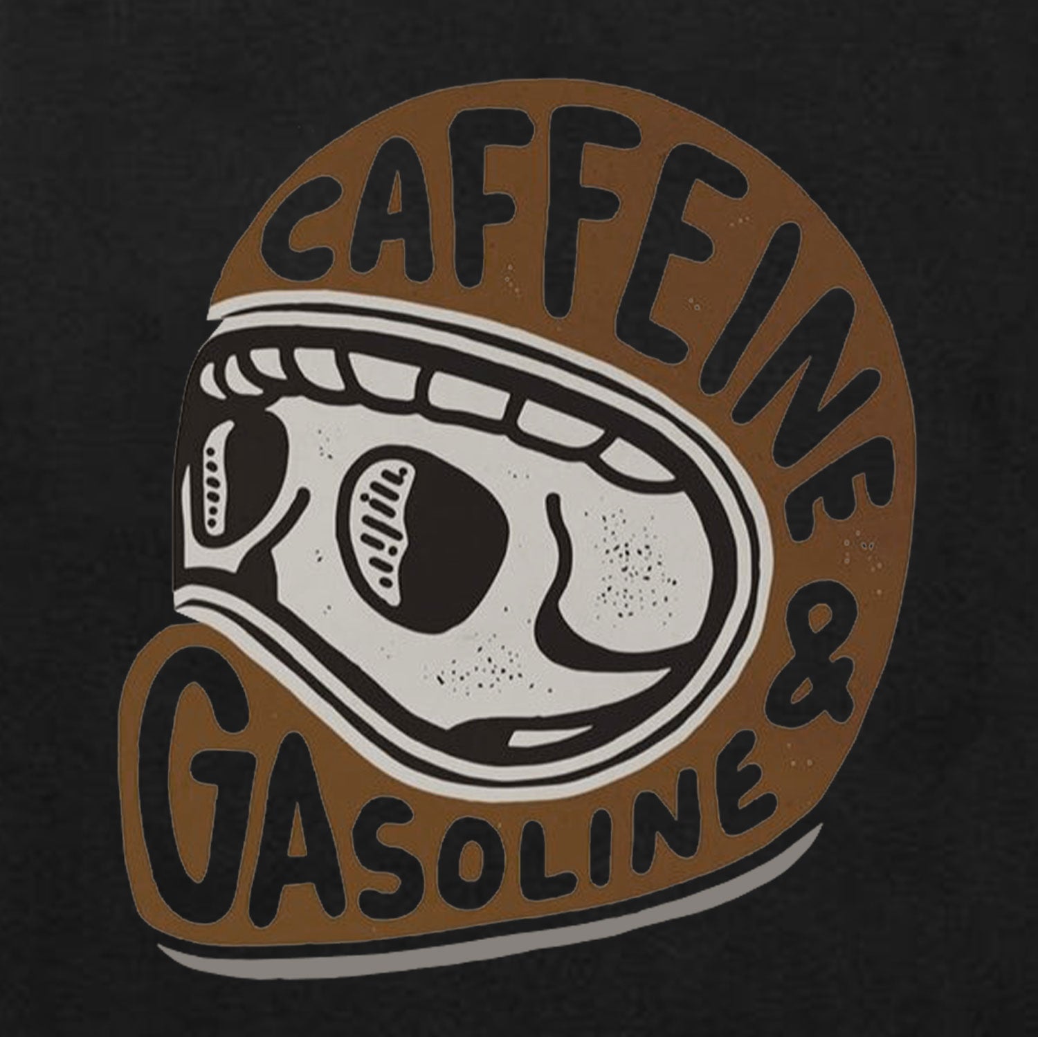 Modern Orange Caffeine & Gasoline Black Print T-shirt