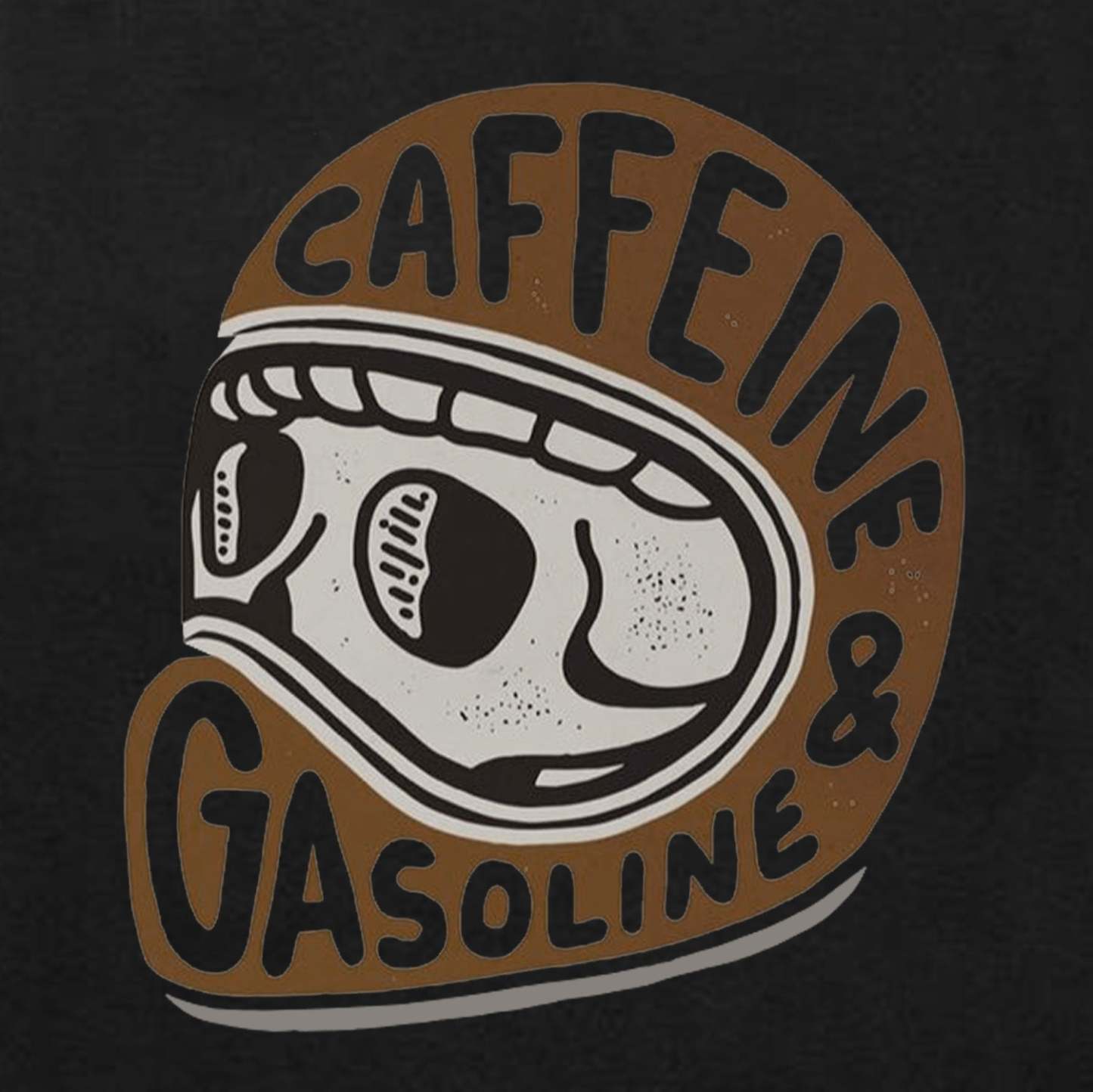 Modern Orange Caffeine & Gasoline Black Print T-shirt