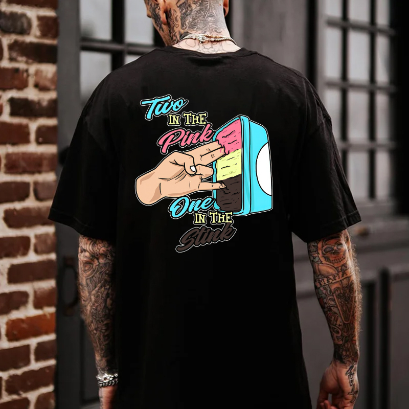 TWO IN THE PINK ONE IN THE STINK Fingers Ice-cream Black Print T-shirt