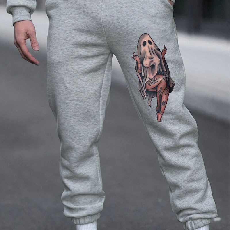 Naughty Ghost with Tattoo Men's Print Sweatpants