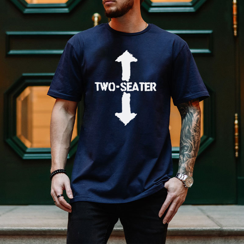 TWO-SEATER Double Arrow Simple Casual Graphic Black Print T-shirt