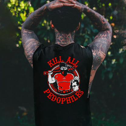 KILL ALL PEDO Graphic Black Print Vest