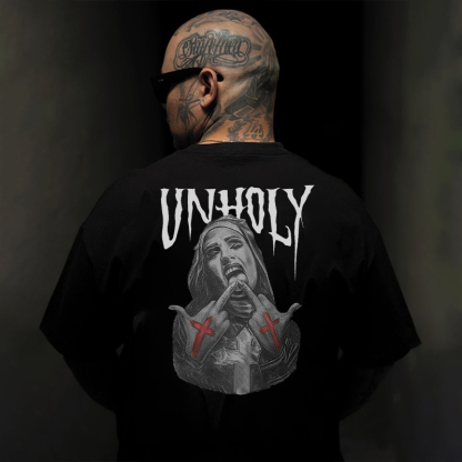 UNHOLY Defiant Nun Bad Religion Black Print T-shirt