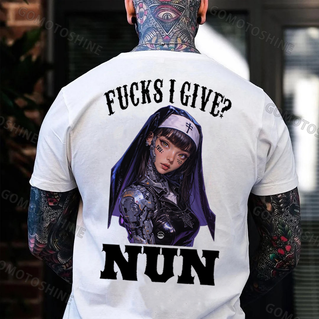 FUCKS I GIVE NUN Cyber Nun Print Men's T-Shirt
