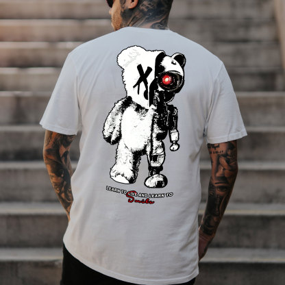 LEARN TO LIVE AND LEARN TO SMILE Black Print T-shirt