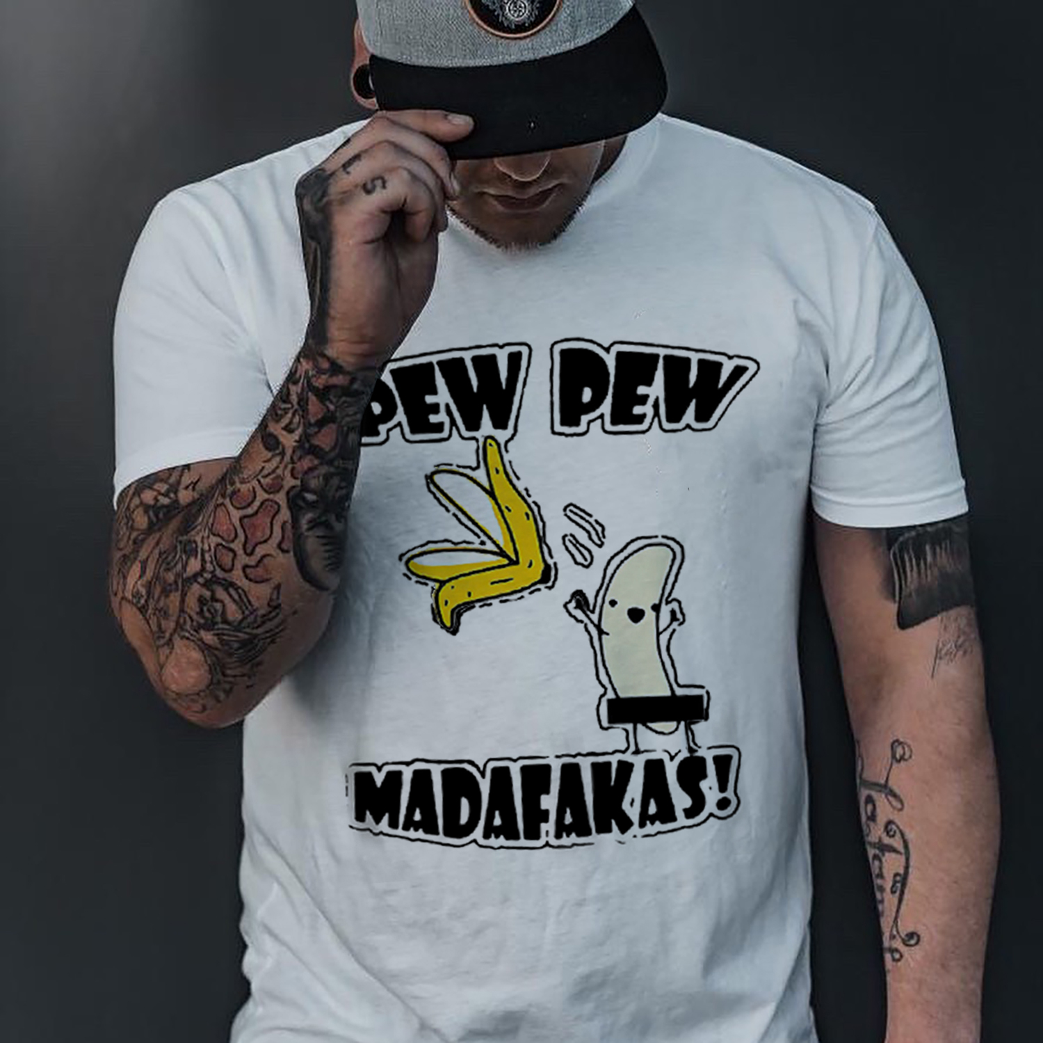 PEW PEW MADAFAKAS Peeled Banana Print Men's T-shirt