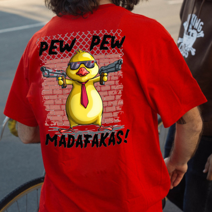 PEW PEW MADAFAKAS Duck Black Print T-shirt