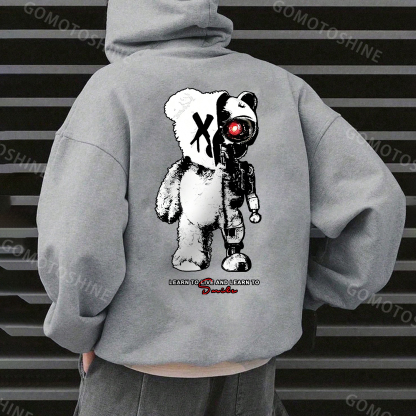 LEARN TO LIVE AND LEARN TO SMILE Deconstruction Bear Print Men's Hoodie