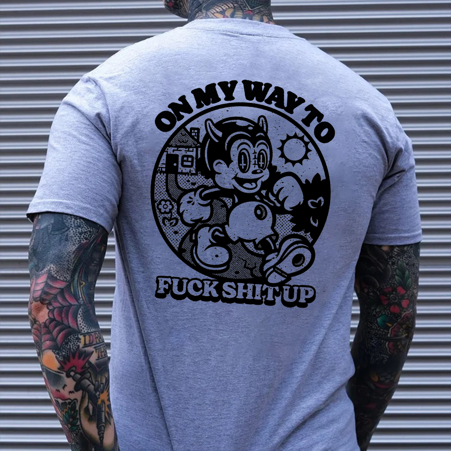 ON MY WAY TO FUCK SHIT UP Black Print T-Shirt