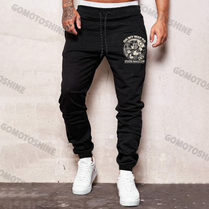 ON MY WAY TO FUCK SHIT UP Little Devil Men's Print Sweatpants