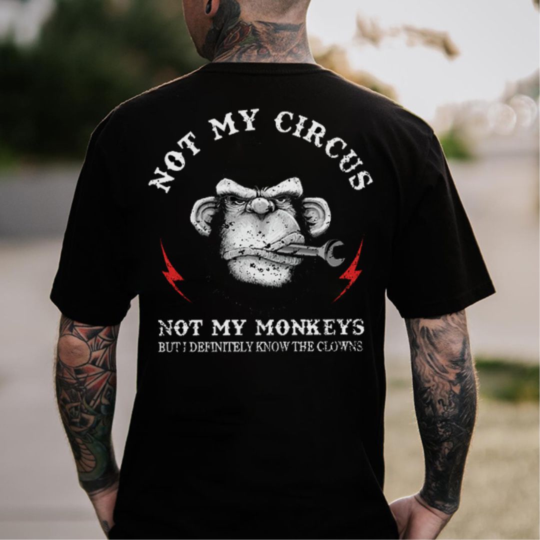 NOT MY CIRCUS NOT MY MONKEY Black Print T-shirt