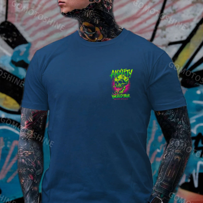 ANXIETY WORLD TOUR Skull Black Print T-Shirt