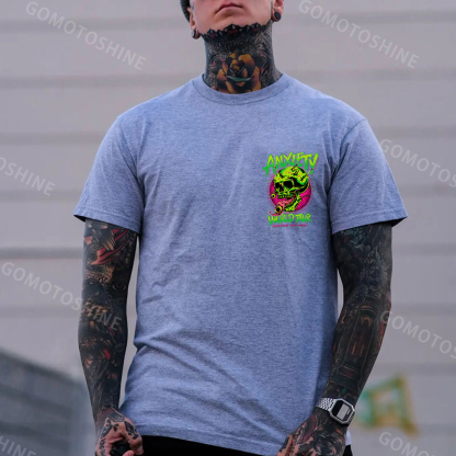 ANXIETY WORLD TOUR Skull Black Print T-Shirt