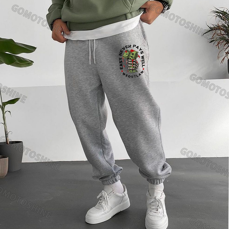 EASY NEVER PAYS WELL Bones and Money Men's Print Sweatpants