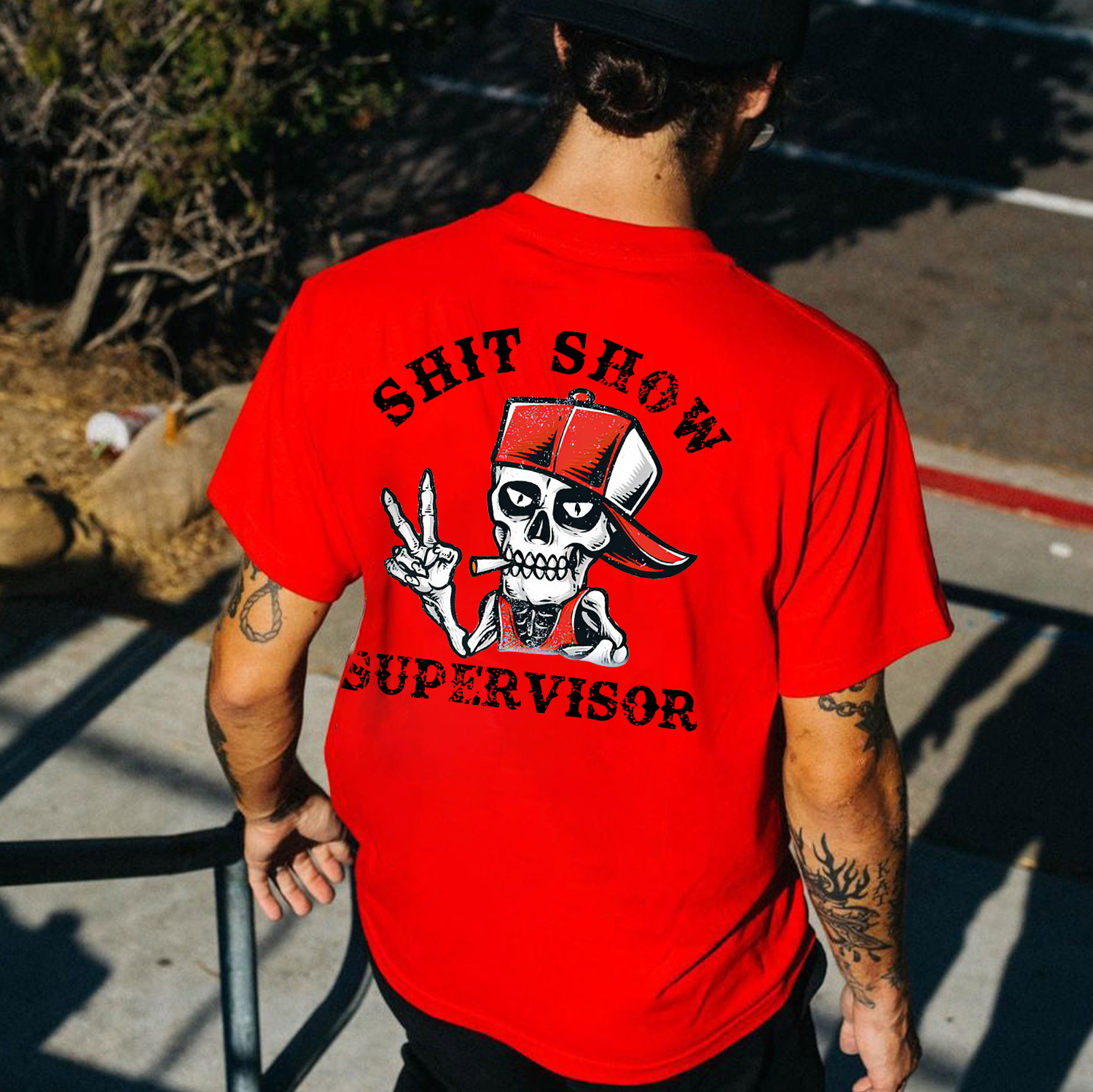 SHIT SHOW SUPERVISOR Skull Print T-Shirt Image - 6