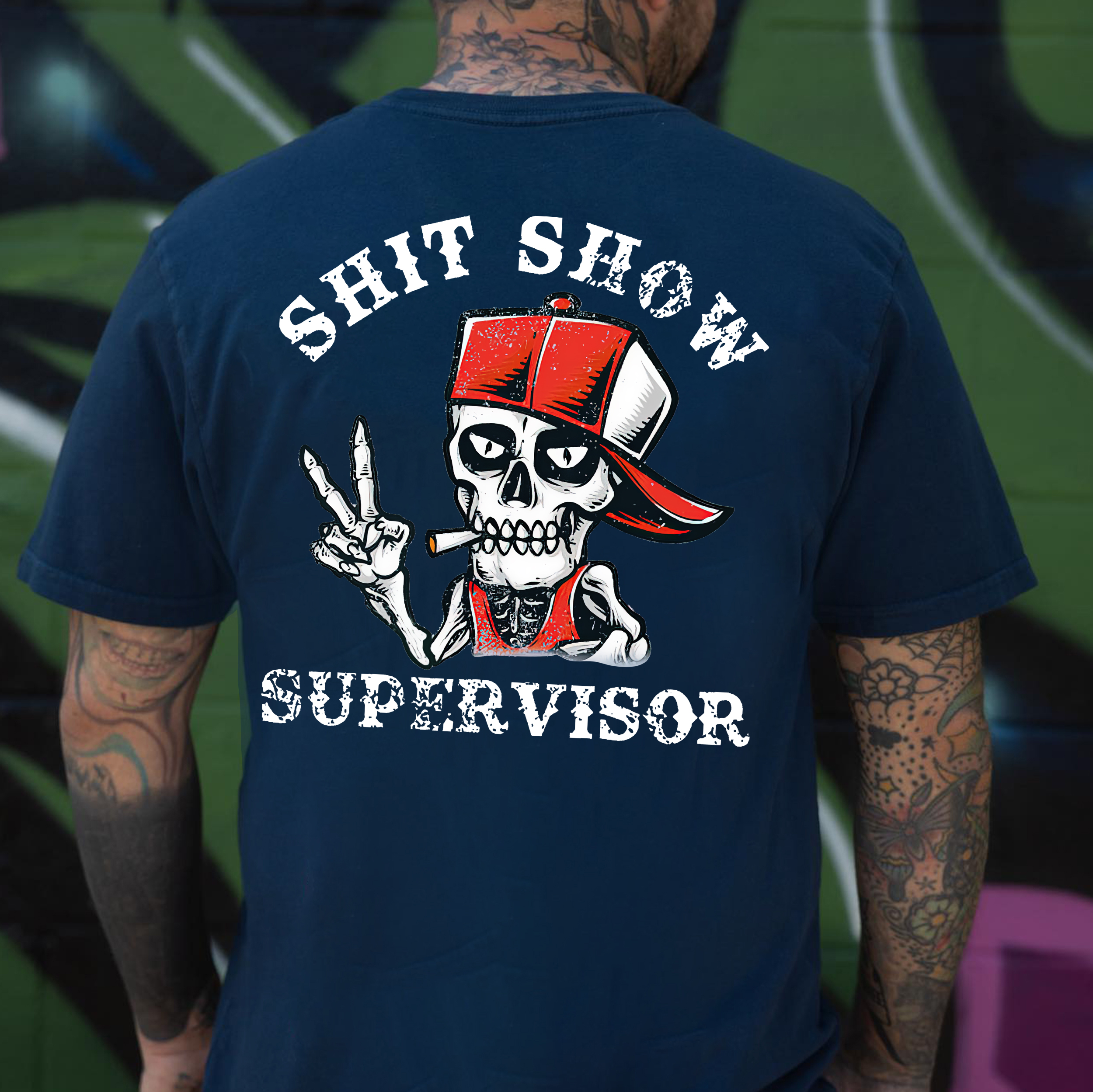 SHIT SHOW SUPERVISOR Skull Print T-Shirt Image - 5