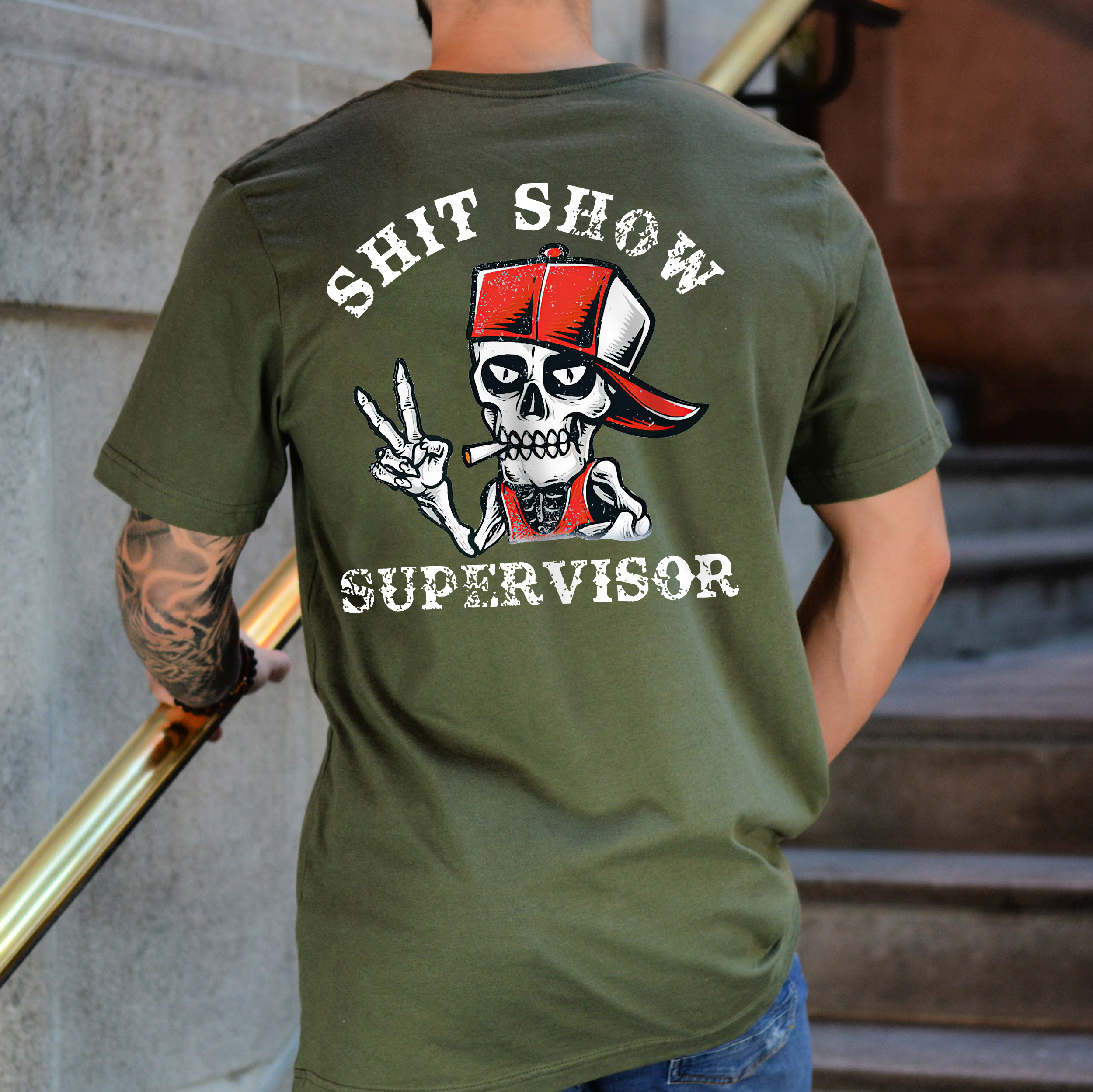 SHIT SHOW SUPERVISOR Skull Print T-Shirt Image - 4
