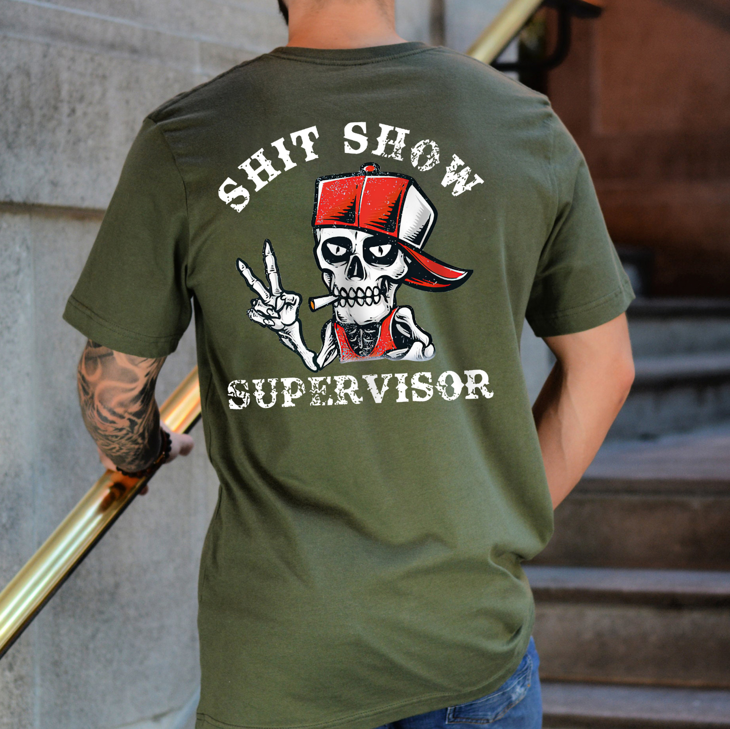 SHIT SHOW SUPERVISOR Skull Print T-Shirt Image - 4