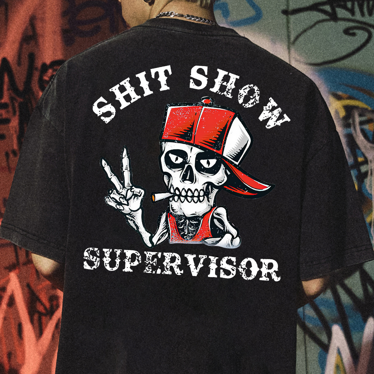 SHIT SHOW SUPERVISOR Skull Print T-Shirt