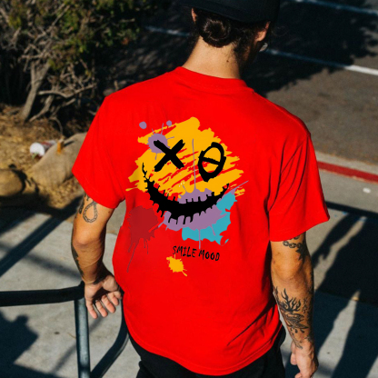 Evil Emoji Graffiti White Print T-Shirt